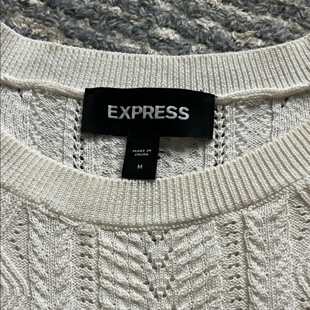 Express Ivory Ruffled Knit Blouse - Picture 3 of 3
